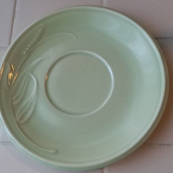 Antique GREEN PACIFIC POTTERY DURA RIM TONE LILY of the VALLEY CHARGER PLATE - Picture 1 of 3